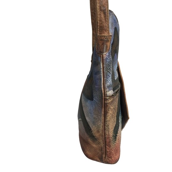Anuschka NEVER USED Handpaint Leather Asymmetric Cross Body Abstract - Picture 10 of 12